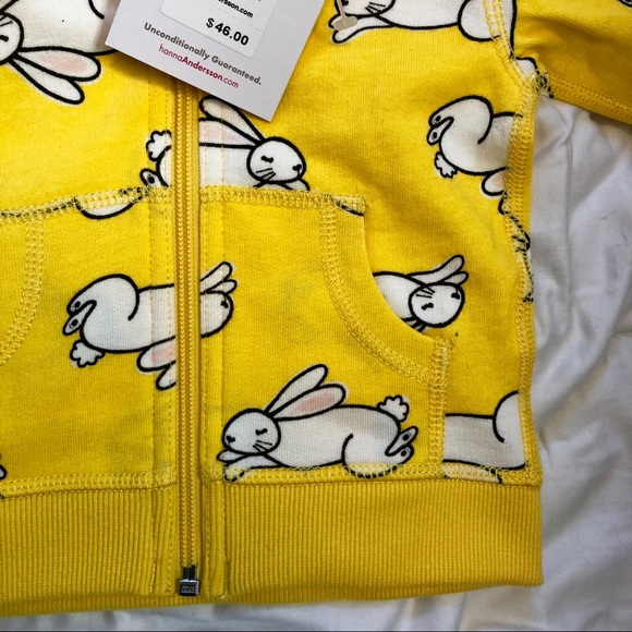Hanna Anderson NWT Yellow Bunny Rabbit Hoodie - Picture 2 of 6